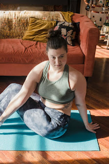 Woman practicing her morning stretches