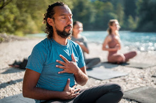 A man practices loving-kindness meditation, focusing on compassion and emotional well-being. This meditation style promotes emotional resilience and brain health.