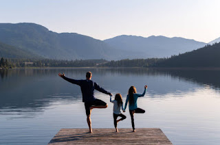 Friends or family enjoying time together, representing harmony between self-improvement and relationships.