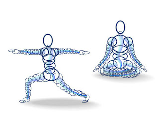 Yoga poses forming geometric shapes, enhancing alignment and balance in Sacred Geometry-inspired practice.