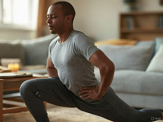Yogi adapting Low Lunge with a block, customizing yoga for creative flow.