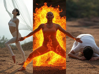 Vata, Pitta, and Kapha doshas in Ayurvedic yoga poses for spring balance.