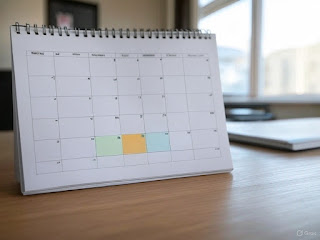 A calendar with five days highlighted, symbolizing the reset plan.