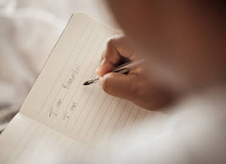 Handwritten personal mantra for meditation practice.