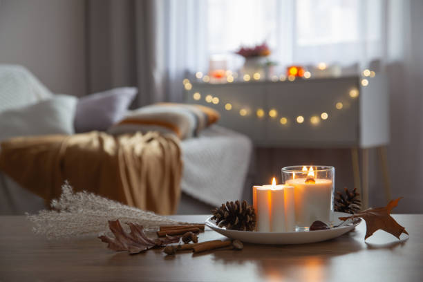 Cozy living room with fall décor refreshed for autumn during an End-of-Summer Reset
