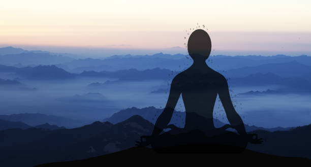 Meditating silhouette surrounded by glowing layers representing the Vijnanamaya Kosha and higher awareness